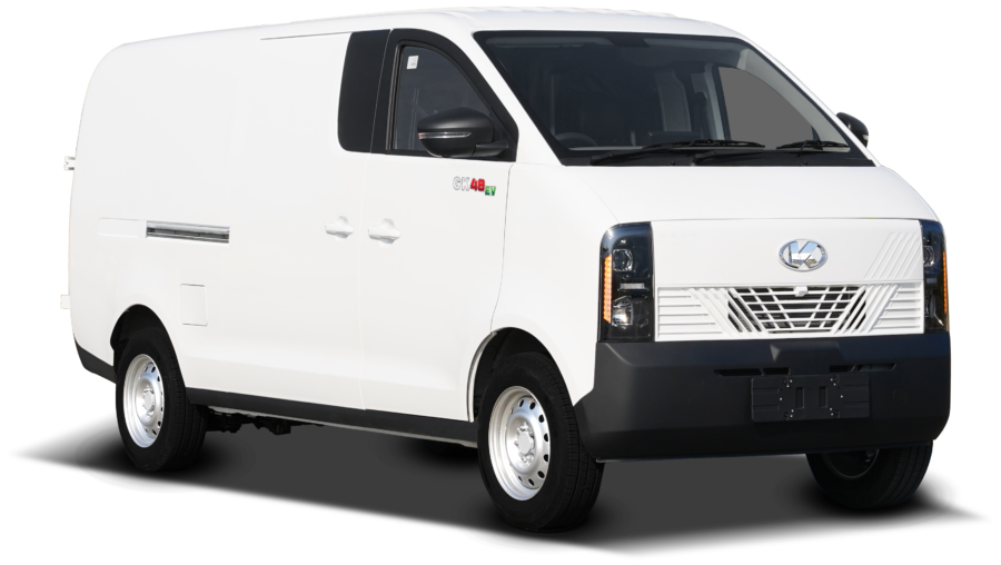 Van điện GK 48EV Kim Long – góc phối cảnh nghiêng trái