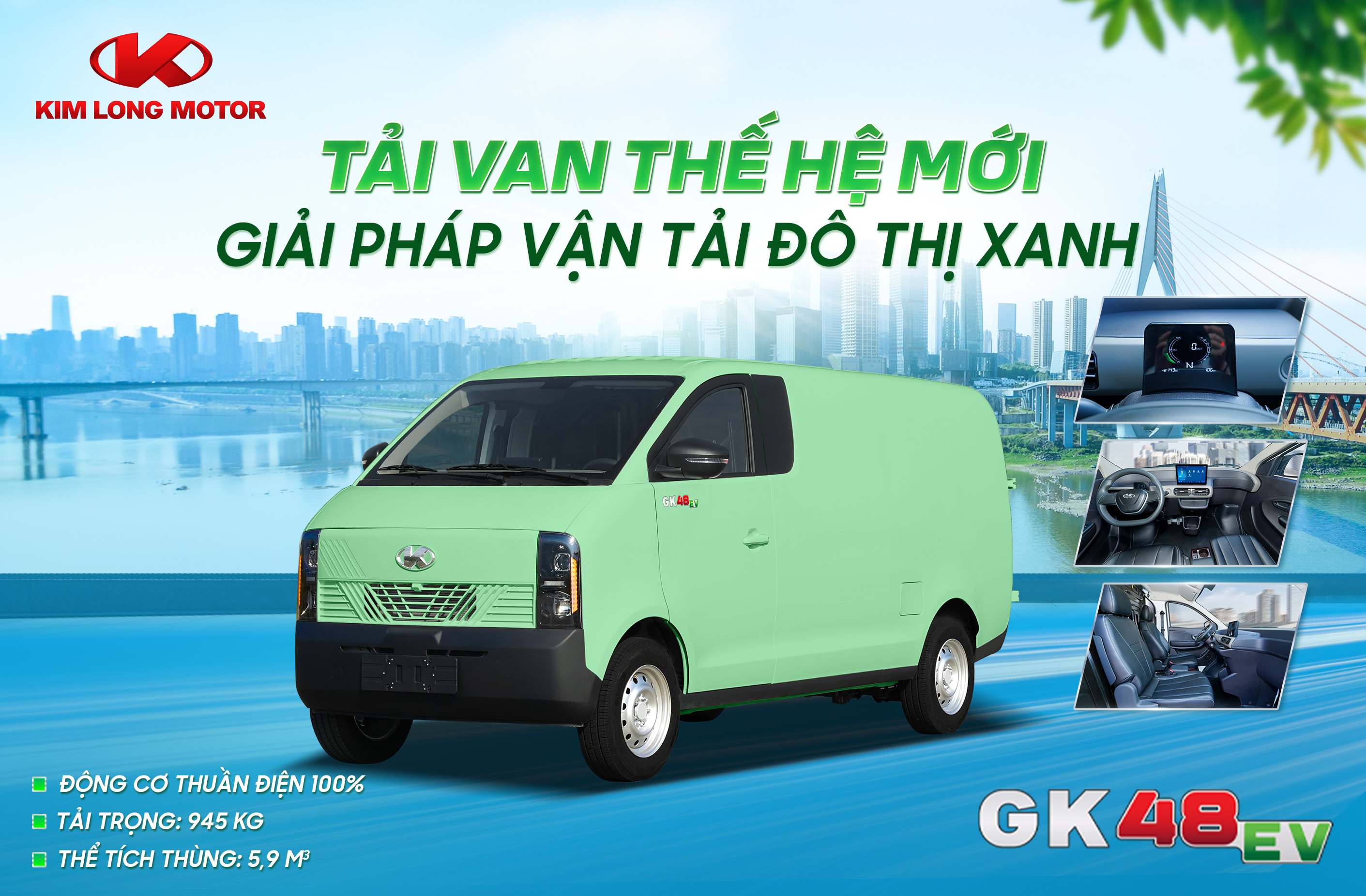 Van điện GK 48EV Kim Long – ảnh chính thức từ nhà sản xuất Kim Long Motor