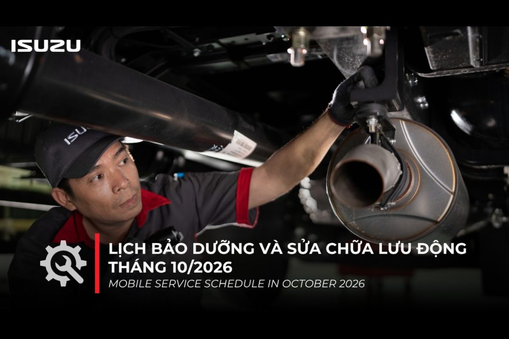 Banner lịch bảo dưỡng và sửa chữa lưu động Isuzu tháng 10/2026